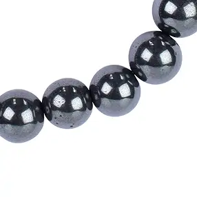 Bracelets en Hématite (naturel), perles rondes (8mm), rhodié | Marco Schreier