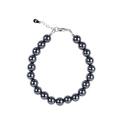 0608564080 Hematite bracelet (natural), 8mm beads, extension chain, rhodiniert | Marco Schreier