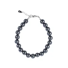 Bracelets en Hématite (naturel), perles rondes (8mm), rhodié | Marco Schreier