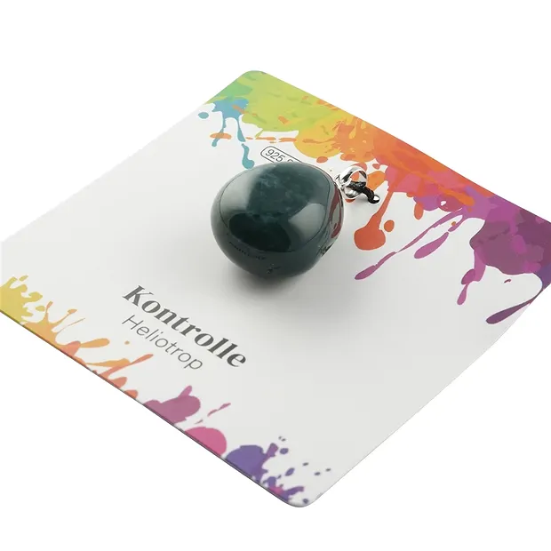 Pendentif Héliotrope sanguin, Pierre roulée petite, rhodié | Marco Schreier