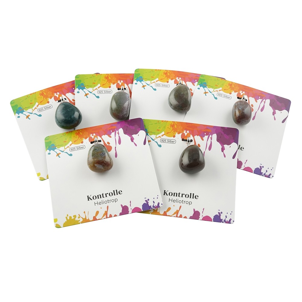 Ciondolo Eliotropio, Pietra burattata piccola, rodiato | Marco Schreier