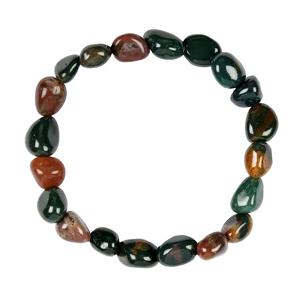 Bracelet, Heliotrope (Bloodstone), 10-12mm nuggets | Marco Schreier