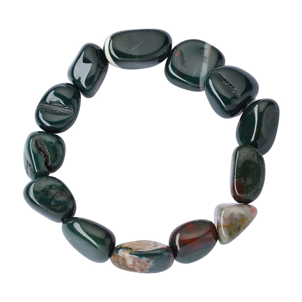 Bracelet, Heliotrope (Bloodstone), 18 - 22mm nuggets | Marco Schreier