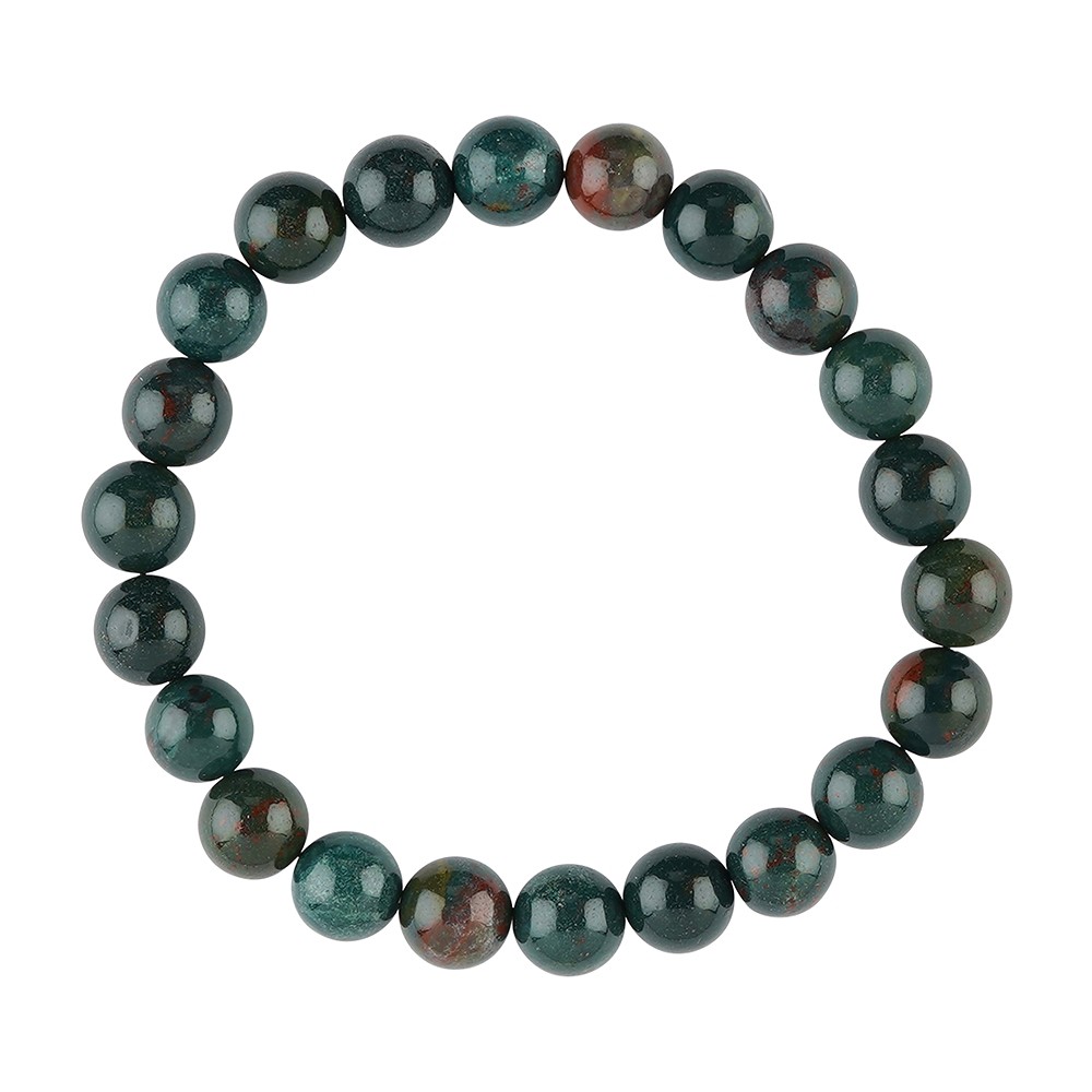 Bracelet, Heliotrope (Bloodstone), 08mm beads | wholesaler gems & healing stones