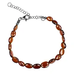 0608959001 Hessonite bracelet, 8-9mm Tumbled Stones, extension chain | Marco Schreier