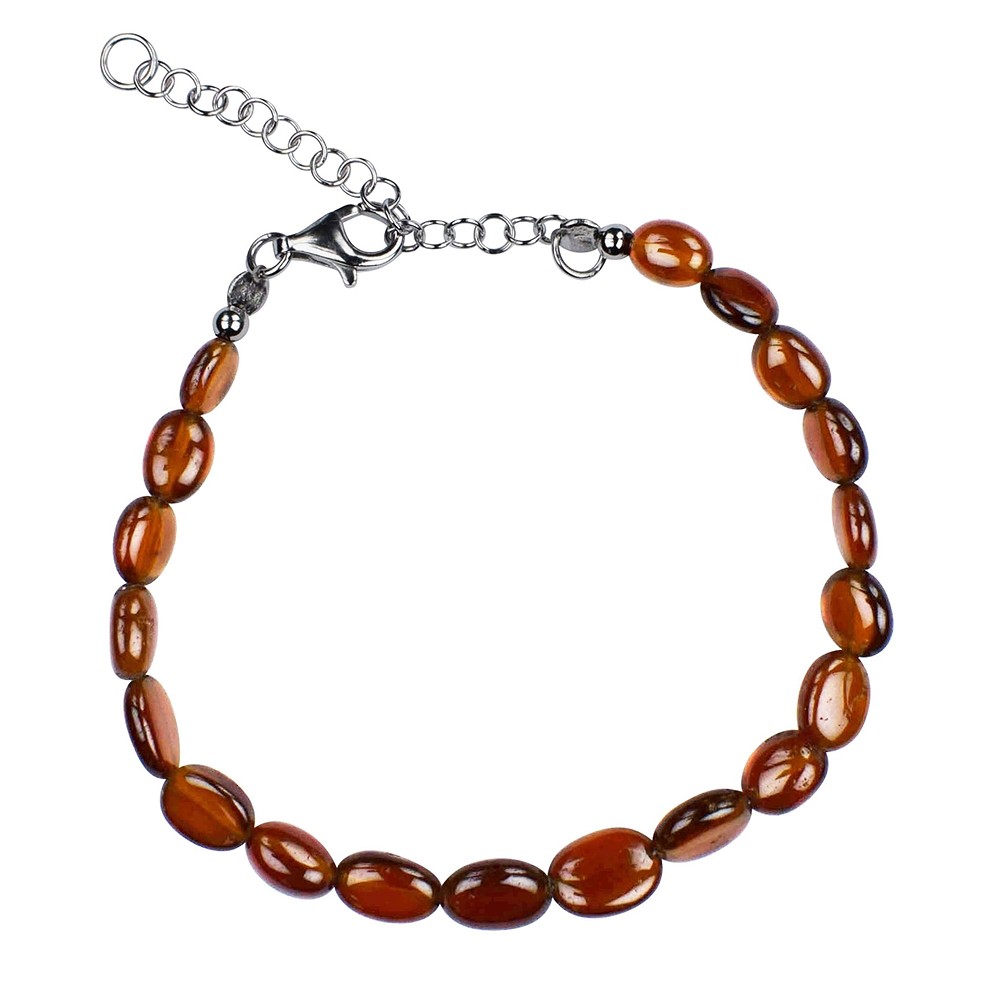 Bracelet Hessonite, Pierres roulées 8-9mm, Chaîne d'extension | Marco Schreier