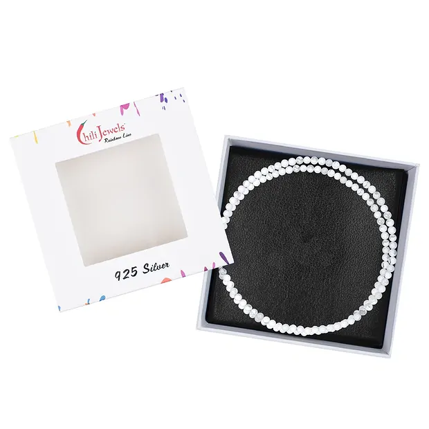 Kette Magnesit, Kugeln (6mm), rhodiniert | GH Edelsteine, Heilsteine & Schmuck