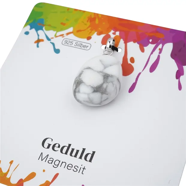 Pendentif Magnésite, Pierre roulée petit modèle, rhodié  | Marco Schreier