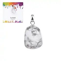 0609125106 Anhänger Magnesit, Trommelstein klein, rhodiniert  | Marco Schreier