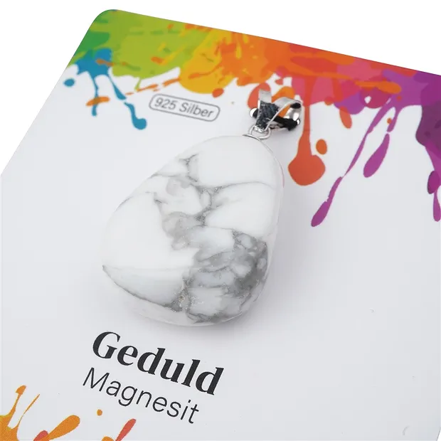 Anhänger Magnesit, Trommelstein groß, rhodiniert | Marco Schreier