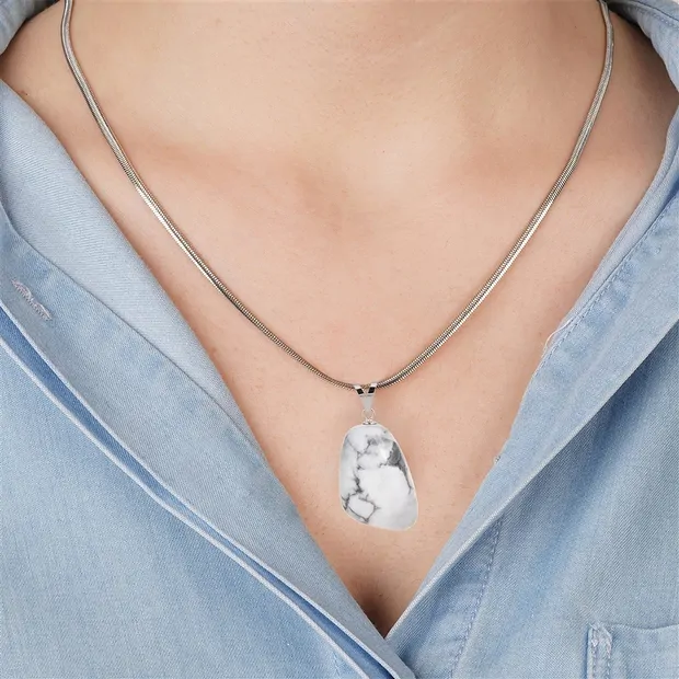 Magnesite pendant, large Tumbled Stone, rhodiniert | Marco Schreier