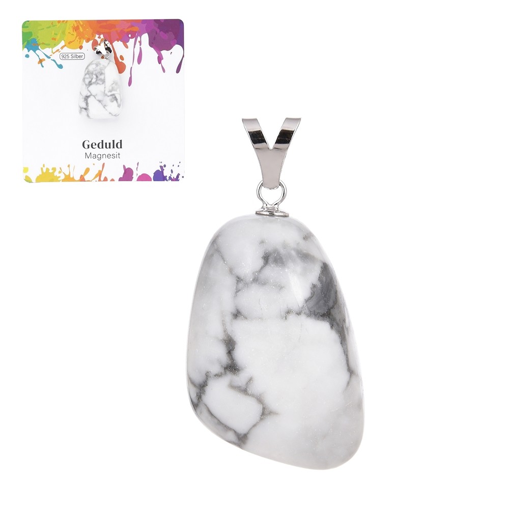 Anhänger Magnesit, Trommelstein groß, rhodiniert | Marco Schreier