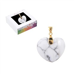 0609129155 Ciondolo Magnesite, cuore (28 mm), 4,2 cm, placcato oro | Marco Schreier