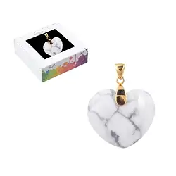 0609129155 Magnesite pendant, heart (28mm), 4.2cm, gold-plated | Marco Schreier