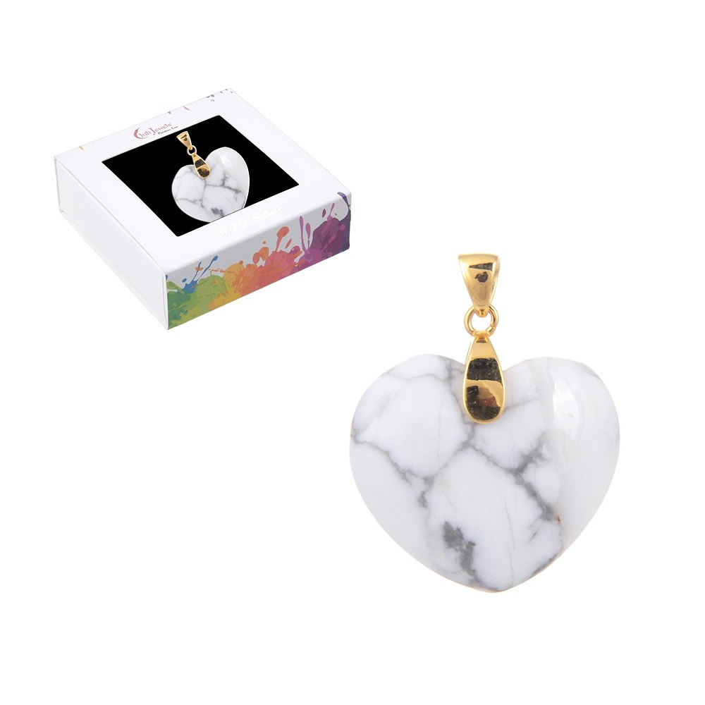 Ciondolo Magnesite, cuore (28 mm), 4,2 cm, placcato oro | Marco Schreier