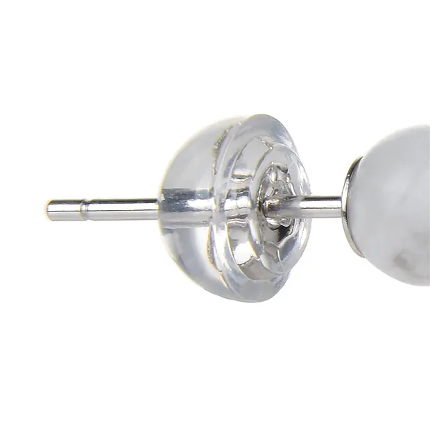 Ohrstecker Magnesit, Kugel, 4mm, rhodiniert | Edelsteine, Heilsteine & Schmuck