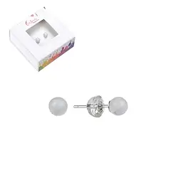 0609145104 Earstuds Magnesite, ball, 4mm, rhodiniert | wholesaler gems & healing stones