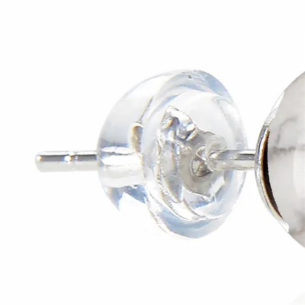 Earstuds Magnesite, ball, 6mm, rhodiniert | wholesaler gems & healing stones