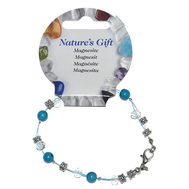 Wire bracelet, turquenite (dyed), beads 06mm | wholesaler gems & healing stones