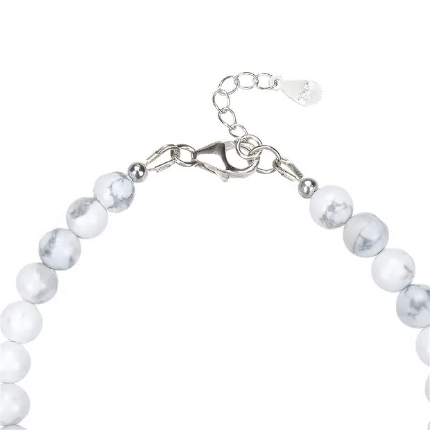 Bracelet Magnesite, beads (6mm), rhodiniert | wholesaler gems & healing stones