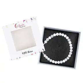 Bracciale Magnesite, perline (6 mm), rodiato | grossista gemme e pietre curative