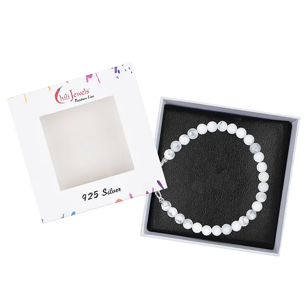 Armband Magnesit, Kugeln (6mm), rhodiniert | GH Edelsteine, Heilsteine & Schmuck