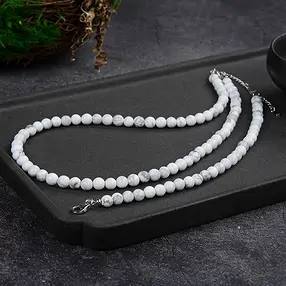 Bracciale Magnesite, perline (6 mm), rodiato | grossista gemme e pietre curative