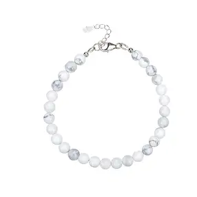 Bracciale Magnesite, perline (6 mm), rodiato | grossista gemme e pietre curative