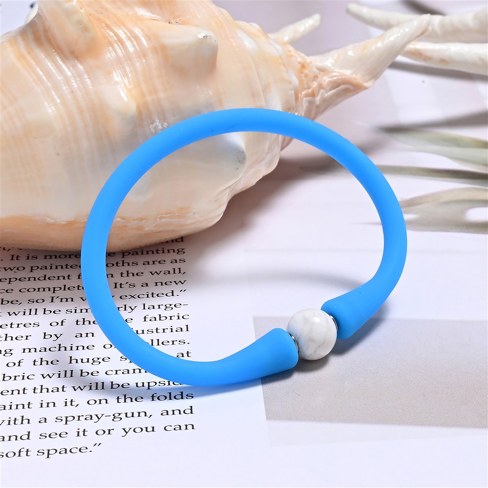Bracciale sfera di Magnesite (8 mm), silicone (blu), 15 cm (corto)  | Marco Schreier