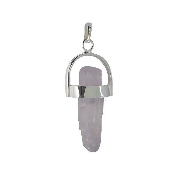 Ciondolo Kunzite grezza, argento, 4,0cm | grossista gemme e pietre curative