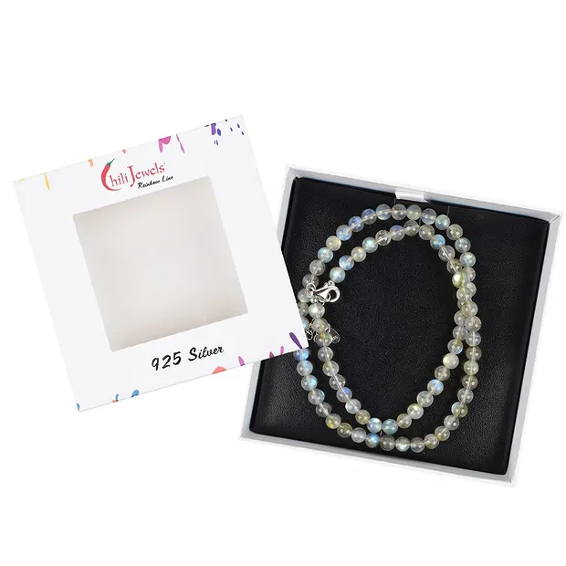 Chaîne en labradorite, boules (6mm), rhodié, Chaîne d'extension | Marco Schreier