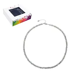 0610312206 Labradorite necklace, beads (6mm), rhodiniert, extension chain | Marco Schreier