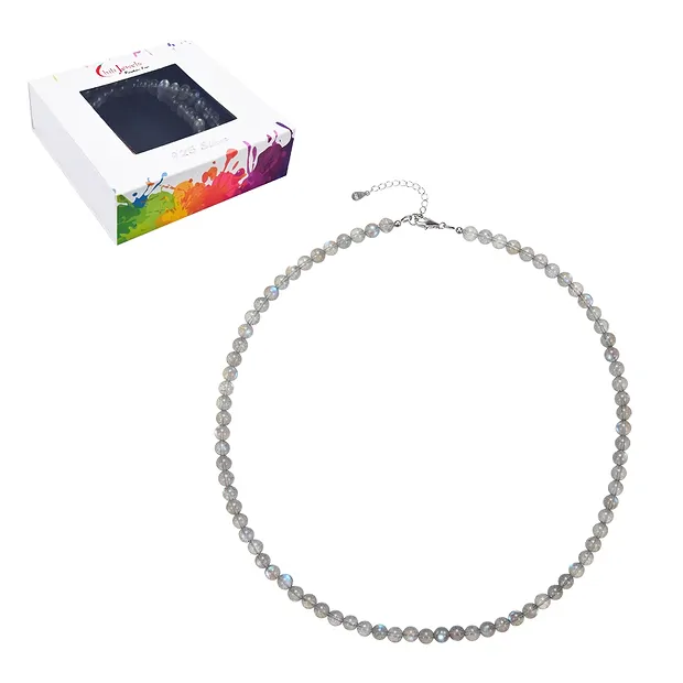 Kette Labradorit, Kugeln (6mm), rhodiniert | GH Edelsteine, Heilsteine & Schmuck