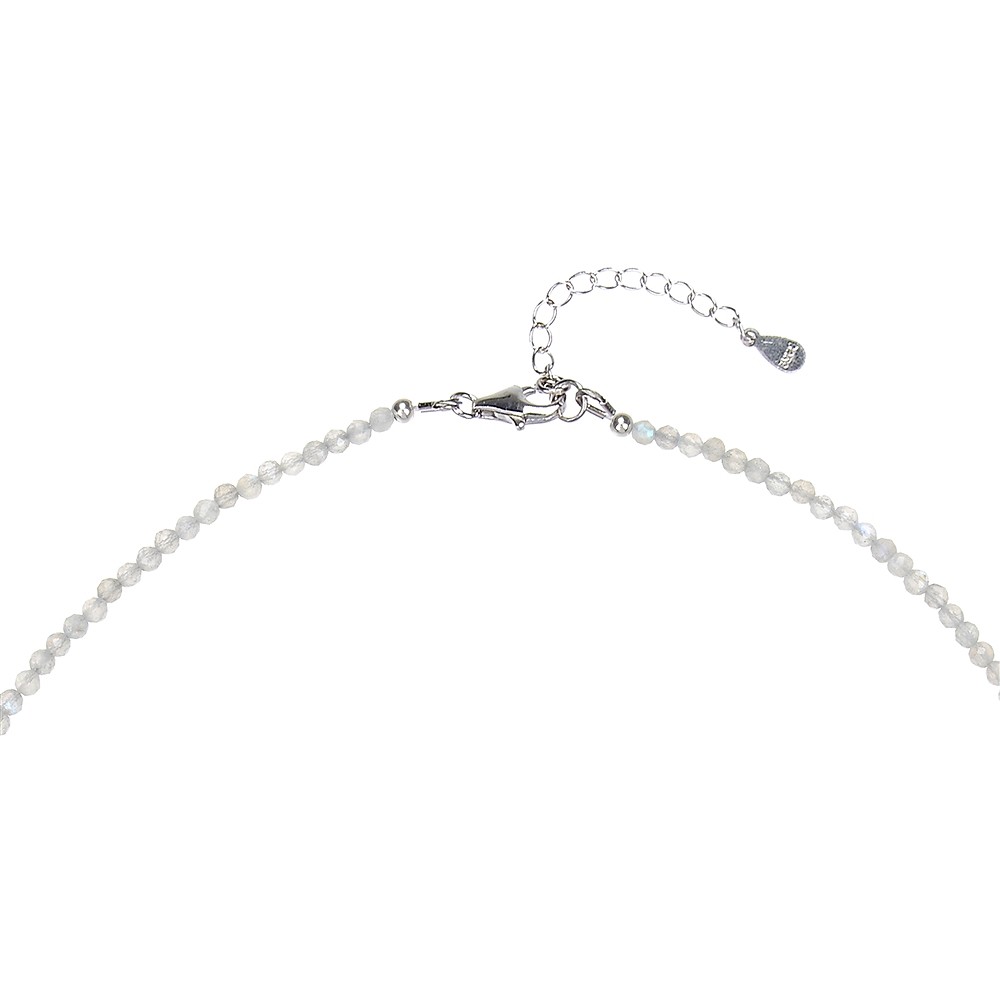 Labradorite necklace, beads (3mm) faceted, rhodiniert, extension chain | Marco Schreier