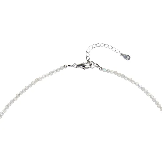 Labradorite necklace, beads (3mm) faceted, rhodiniert, extension chain | Marco Schreier