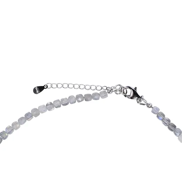 Labradorite necklace, faceted cube (4mm), rhodiniert | Marco Schreier