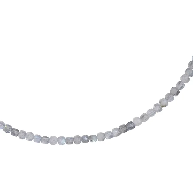 Kette Labradorit, Würfel (4mm) facettiert, rhodiniert, Verlängerungskettchen | Marco Schreier