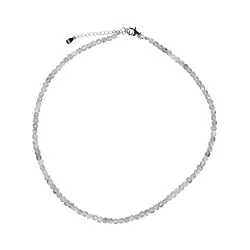 0610314240 Kette Labradorit, Würfel (4mm) facettiert, rhodiniert, Verlängerungskettchen | Marco Schreier