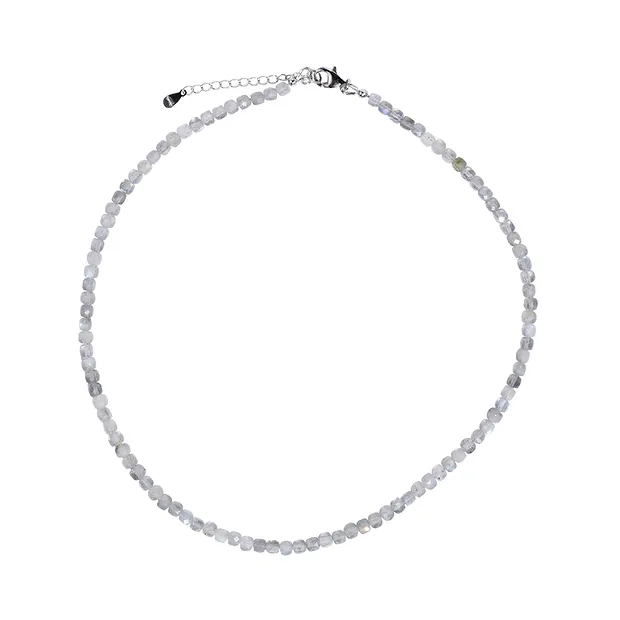 Labradorite necklace, faceted cube (4mm), rhodiniert | Marco Schreier