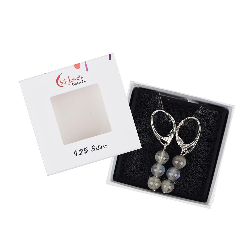 Boucles d'oreilles avec crochets en labradorite, boules de 6mm, rhodié | Marco Schreier