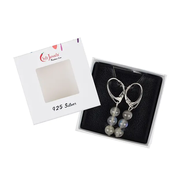 Labradorite earrings, 6mm beads, rhodiniert | wholesaler gems & healing stones