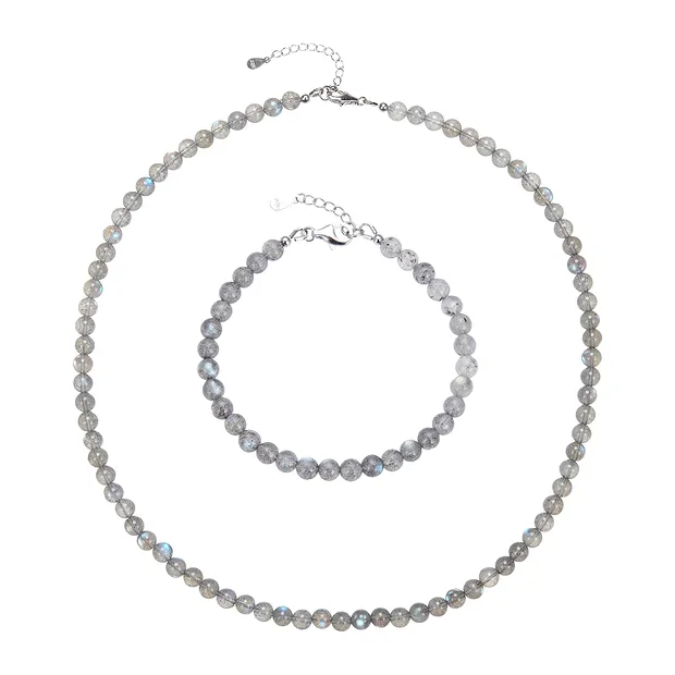 Labradorite earrings, 6mm beads, rhodiniert | wholesaler gems & healing stones