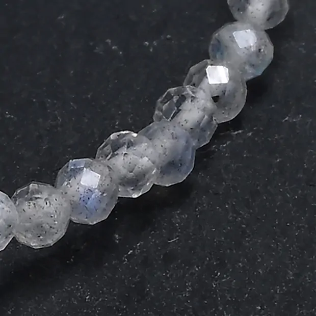 Bracelet, Labradorite (dark), 03mm beads, faceted, 14cm (short) | Marco Schreier