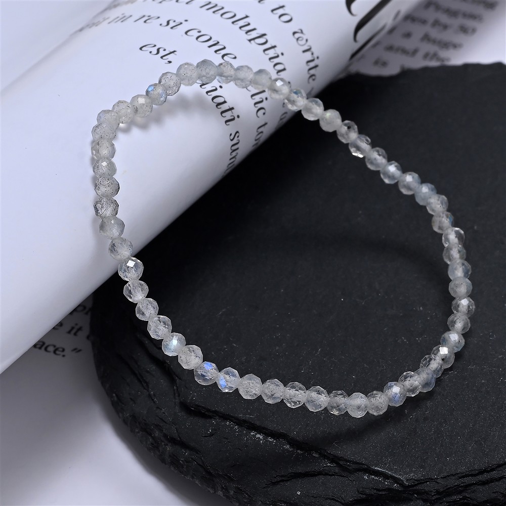 Armband, Labradorit (dunkel), 03mm Kugeln, facettiert, 14cm (kurz) | Marco Schreier