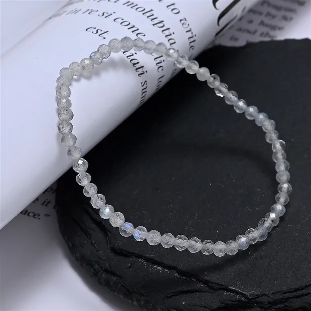 Bracelet, labradorite (foncée), boules de 03mm, facettes, 14cm (court) | Marco Schreier