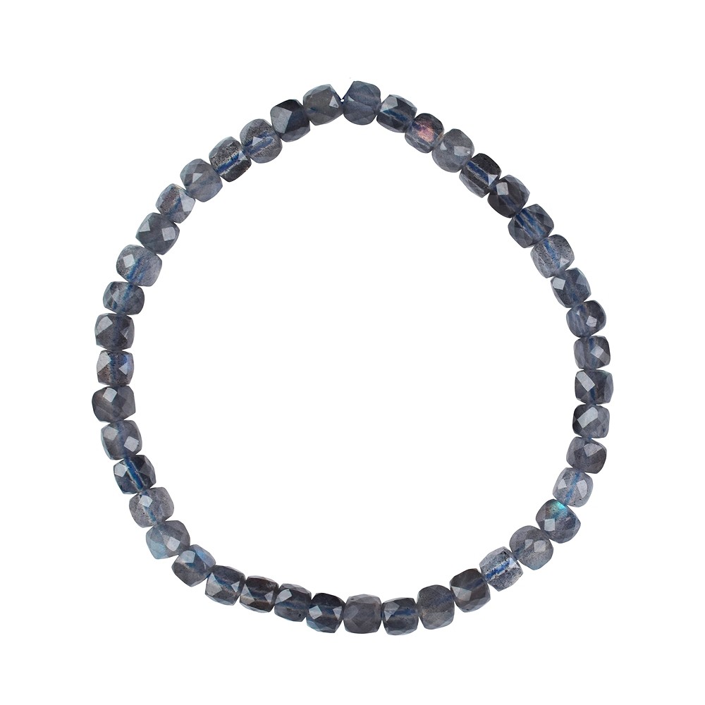 Bracelet, labradorite, 04mm cube, faceted | wholesaler gems & healing stones