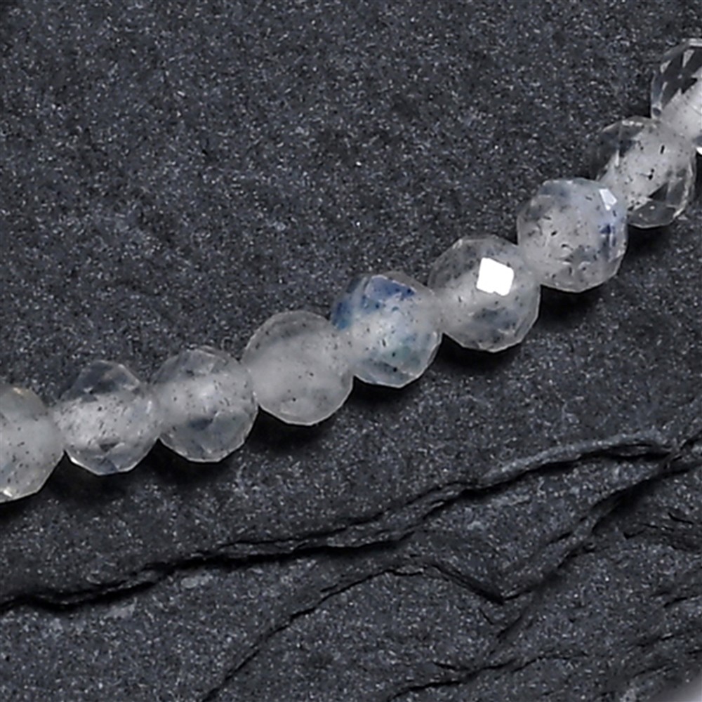 Bracelet, labradorite (foncée), 03mm boules, facettes, 19cm | Marco Schreier