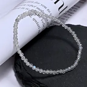 Armband, Labradorit (dunkel), 03mm Kugeln, facettiert, 19cm | Marco Schreier
