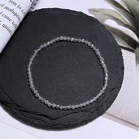 Armband, Labradorit (dunkel), 03mm Kugeln, facettiert, 19cm | Marco Schreier