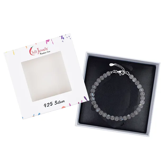 Pulsera labradorita, cuentas 6mm, alargador cadena, rodinado | Marco Schreier